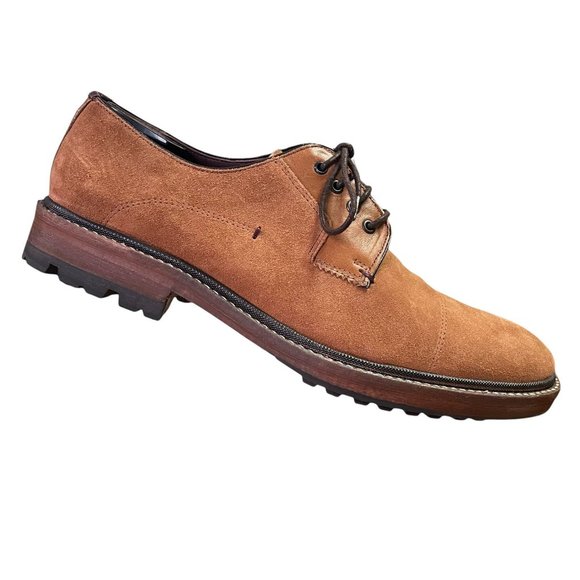 Ted Baker London Brown Suede Leather Cap Toe Derby Shoes Mens 44